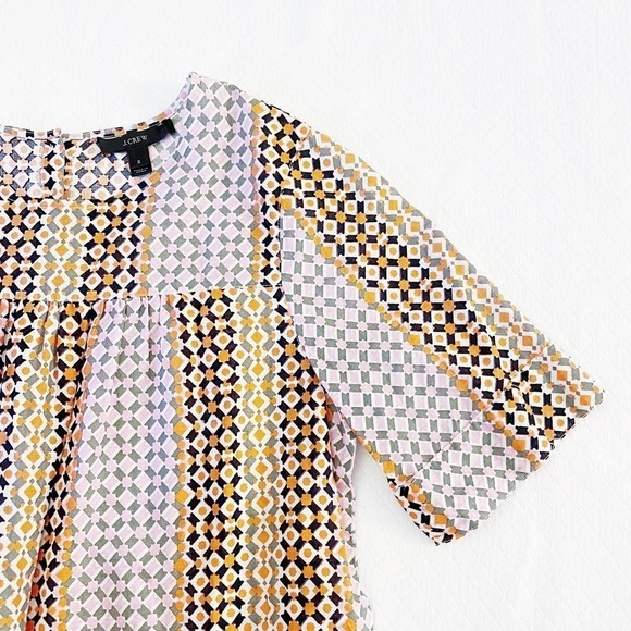 J. Crew Patterned Top Multicolor Loose Fitting Lightweight SZ2 - Picture 3 of 7